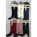Knitted Boot Topper Double Lace Top w/Buttons
